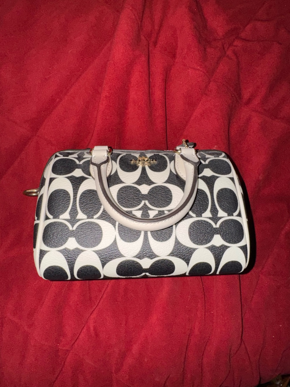 Coach Black & White Signature Mini Dome Satchel